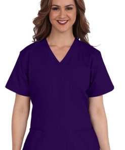 AllHeart Clearance Women's Mock Wrap Solid Scrub Top