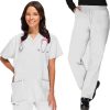 Clearance Basics By Allheart Women's V-Neck Scrub Top & Elastic Waist Scrub Pant Set -Silverts-shop 1 ah b4set clearance 650