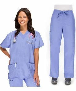 AllHeart Clearance Women's V-Neck Top And Cargo Pant Scrub Set