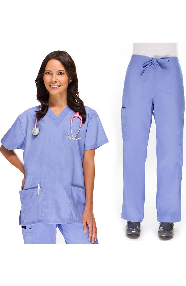 Clearance Women's V-Neck Top and Cargo Pant Scrub Set AllHeart Clearance Women's V-Neck Top And Cargo Pant Scrub Set -Silverts-shop 1 ah b5set clearance 650