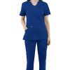 AllHeart Clearance Women's Mock Wrap Solid Scrub Top & Elastic Waist Cargo Scrub Pant Set -Silverts-shop 1 ah eset001clearance 650
