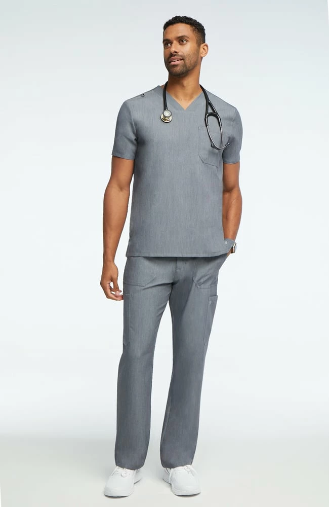 AllHeart Clearance Men's Solid Scrub Top & Cargo Scrub Pant Set