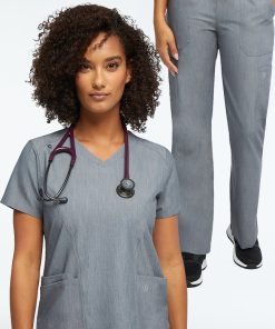AllHeart Clearance Women's V-Neck Solid Scrub Top & Cargo Scrub Pant Set