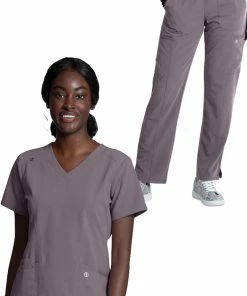 AllHeart Clearance Women's V-Neck Solid Scrub Top & Yoga Scrub Pant Set