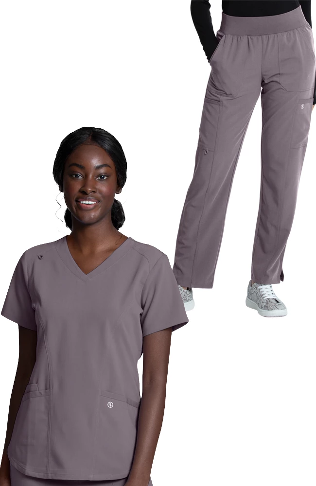 AllHeart Clearance Women's V-Neck Solid Scrub Top & Yoga Scrub Pant Set