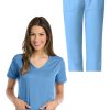Grey's Anatomy Women's V-Neck Solid Scrub Top & Logo Elastic Waist Drawstring Scrub Pant Set 1 Grey's Anatomy Women's V-Neck Solid Scrub Top & Logo Elastic Waist Drawstring Scrub Pant Set -Silverts-shop 1 bc 19set 650
