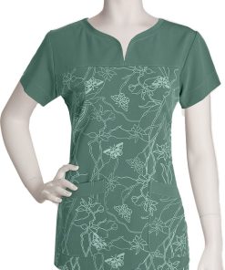 Grey's Anatomy Clearance Women's Notch Neck Soleil Sage Print Top