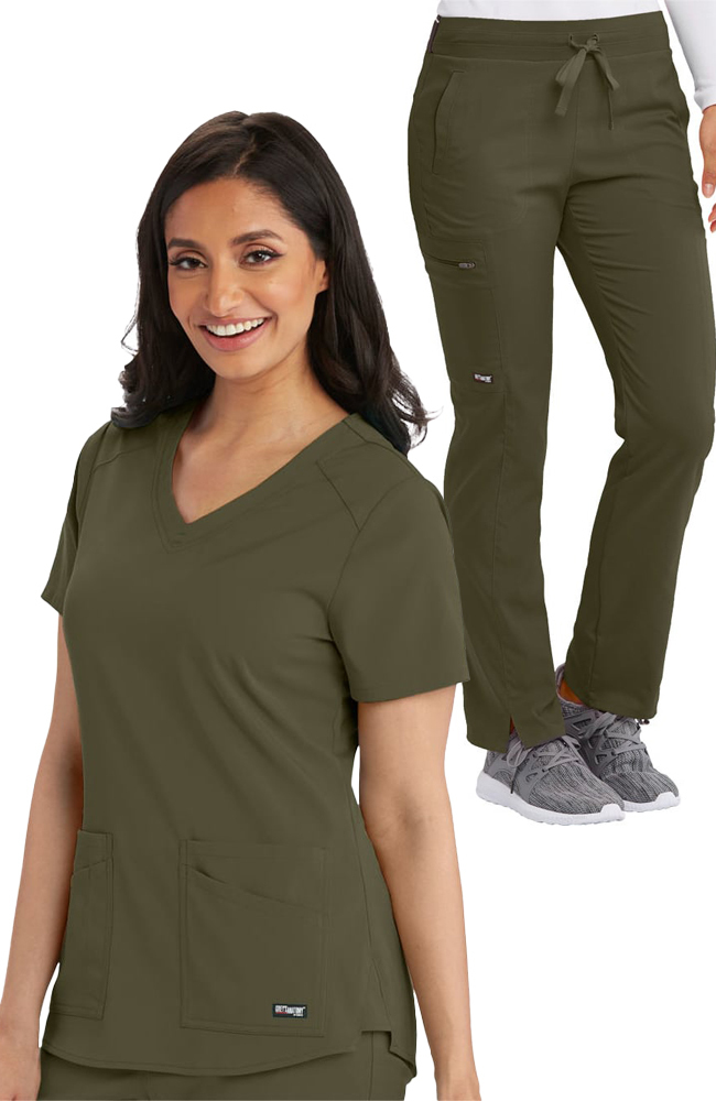 Women's Solid Scrub Top & Kim Colorblock Scrub Pant Grey's Anatomy Women's Solid Scrub Top & Kim Colorblock Scrub Pant -Silverts-shop 1 bc 28set 650