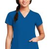 Grey's Anatomy Clearance Women's Wrap With Princess Seams Solid Scrub Top -Silverts-shop 1 bc 41101 clearance 650