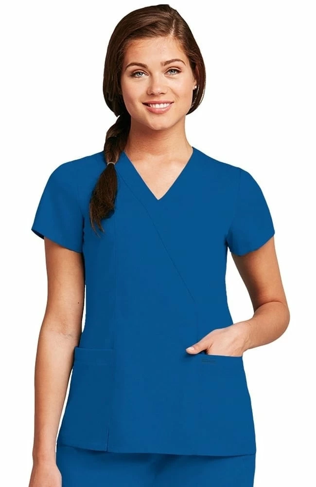 Grey's Anatomy Clearance Women's Wrap With Princess Seams Solid Scrub Top