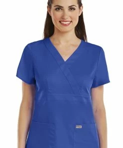 Grey's Anatomy Clearance Women's Mock Wrap Solid Scrub Top
