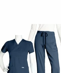 Grey's Anatomy Women's Mock Wrap And 5-Pocket Pant Set