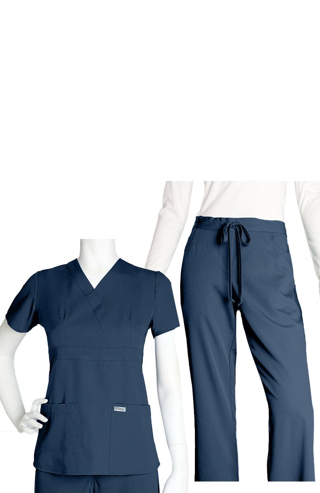 Women's Mock Wrap and 5-Pocket Pant Set Grey's Anatomy Women's Mock Wrap And 5-Pocket Pant Set -Silverts-shop 1 bc 4set 650