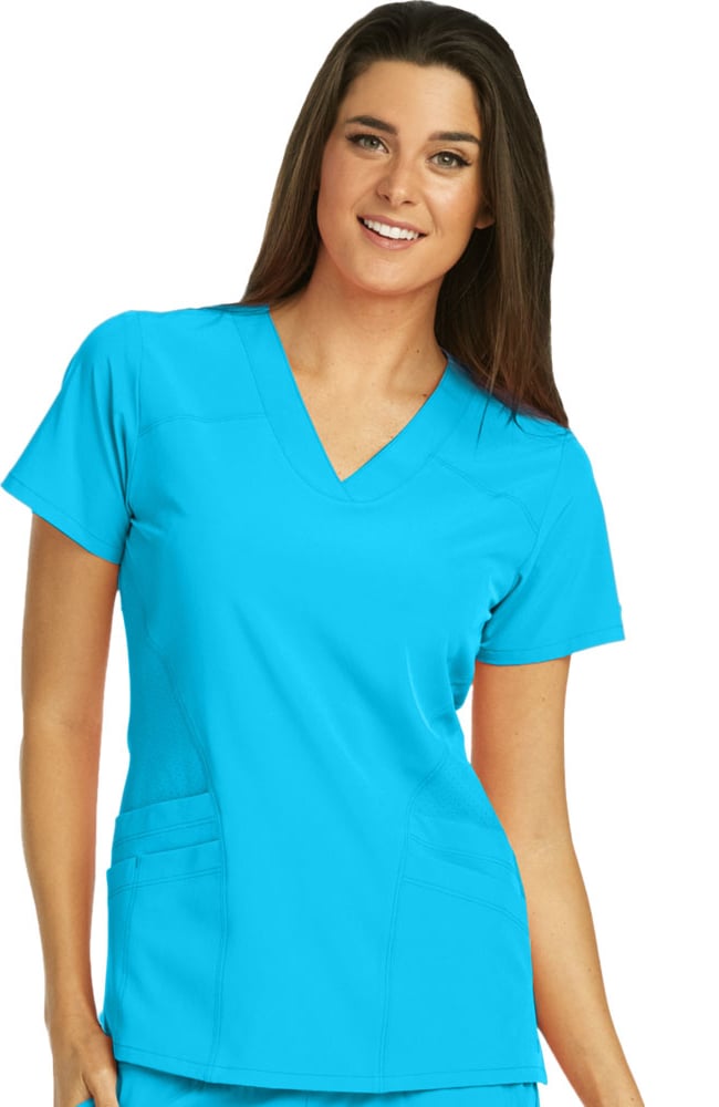 Clearance Women's V-Neck Perforated Side Panel Solid Scrub Top Barco One Clearance Women's V-Neck Perforated Side Panel Solid Scrub Top -Silverts-shop 1 bc 5106 clearance 650