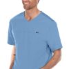 Barco One Clearance Men's V-Neck Mesh Yoke Solid Scrub Top -Silverts-shop 1 bc bwt010 clearance040 650