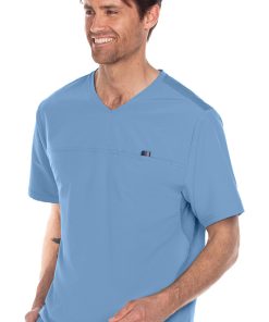 Barco One Clearance Men's V-Neck Mesh Yoke Solid Scrub Top
