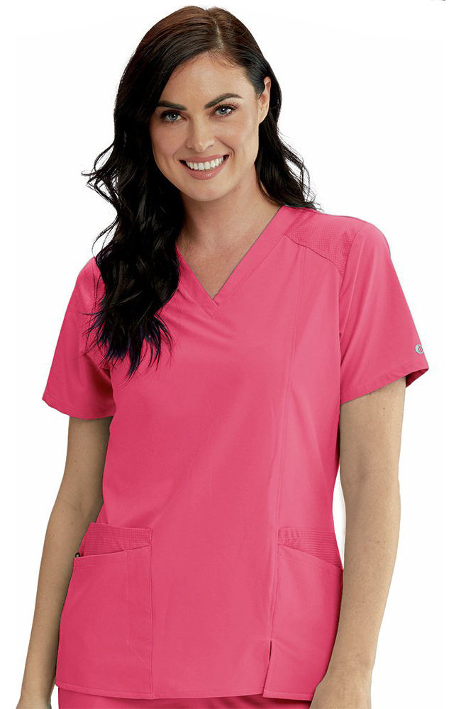 Clearance Women's V-Neck Contrast Mesh Solid Scrub Top Barco One Clearance Women's V-Neck Contrast Mesh Solid Scrub Top -Silverts-shop 1 bc bwt012 clearance 650