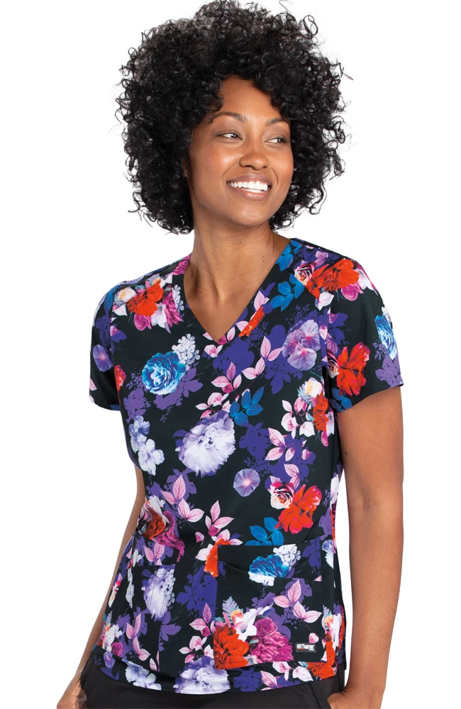 Grey's Anatomy Clearance Women's Hidden Garden Print Scrub Top