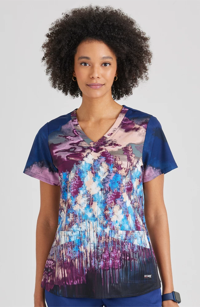 Grey's Anatomy Clearance Women's Midnight Wonders Print Scrub Top