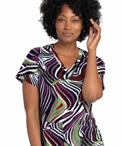 Grey's Anatomy Clearance Women's Zebra Delight Print Scrub Top