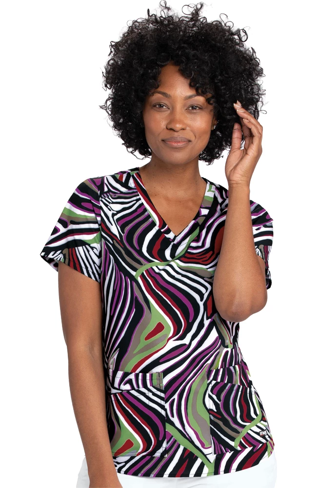 Grey's Anatomy Clearance Women's Zebra Delight Print Scrub Top
