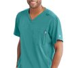 Skechers Clearance Men's Structure V-Neck Chest Pocket Solid Scrub Top -Silverts-shop 1 bc sk0112 clearance165 650