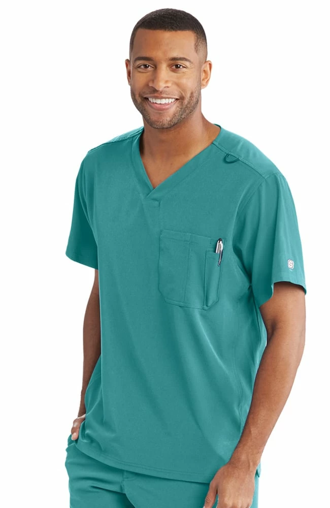 Skechers Clearance Men's Structure V-Neck Chest Pocket Solid Scrub Top