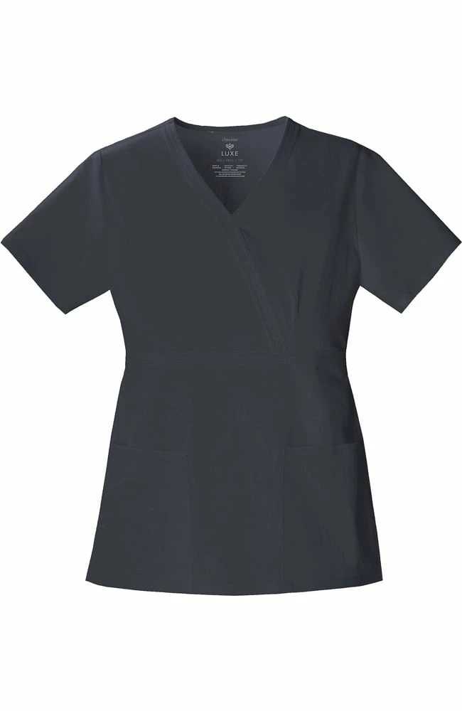 Cherokee Clearance Women's Mock Wrap Solid Scrub Top