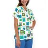 Cherokee Clearance Women's Discount V-Neck 2-Pocket Tunic Style Heart Print Scrub Top -Silverts-shop 1 ck 4700 printclearancevct 650