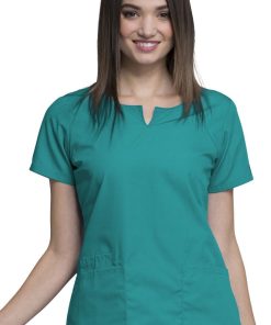 Cherokee Workwear Clearance Women's Round Neck Solid Scrub Top
