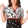 Cherokee Women's Mock Wrap Minnie Mouse Print Scrub Top -Silverts-shop 1 ck 6625 printkbm 650