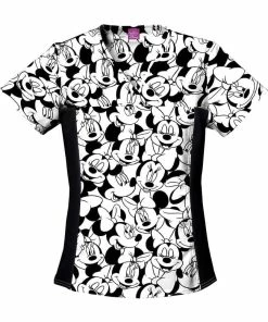 Cherokee Women's Minnie Mouse Print Scrub Top