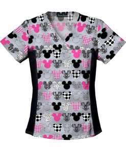Cherokee Women's Mickey Mouse Print Scrub Top