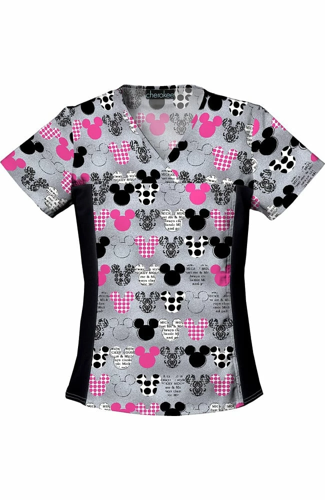 Cherokee Women's Mickey Mouse Print Scrub Top