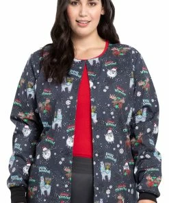 Cherokee Clearance Women's Merry Whatever Print Scrub Jacket