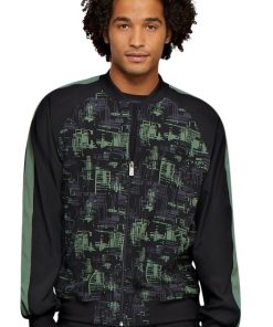Cherokee Clearance Men's Zip Front Abstract Print Scrub Jacket