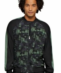 Cherokee Clearance Men's Zip Front Abstract Print Scrub Jacket