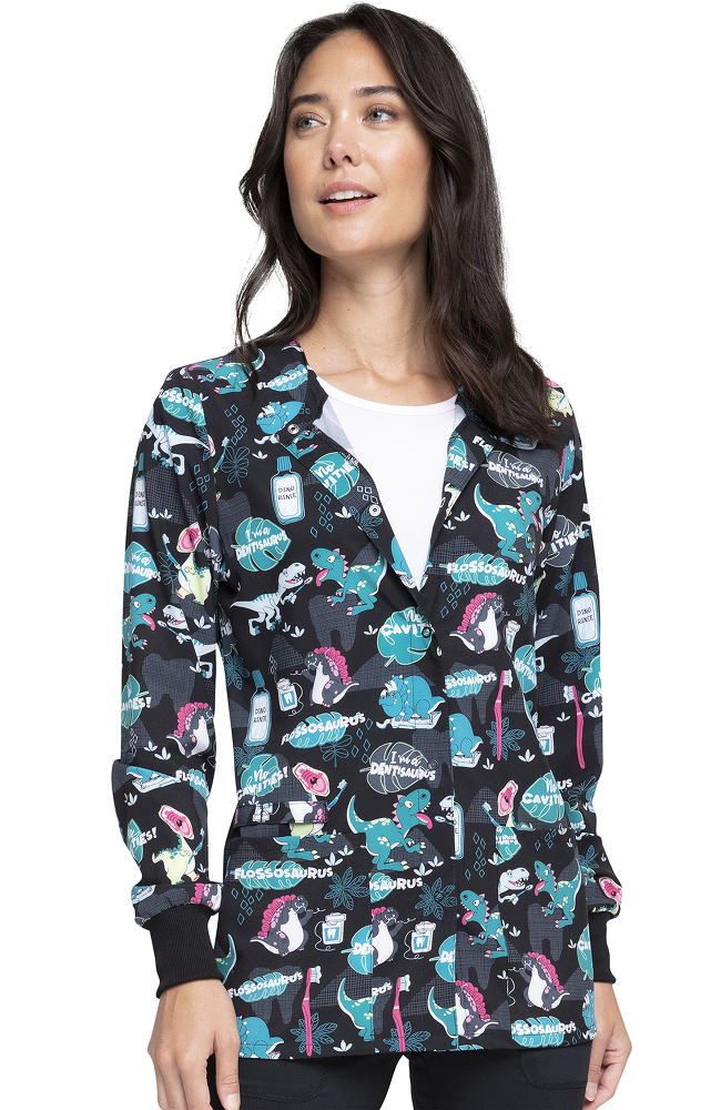 Clearance Women's I'm A Dentisaurus Print Jacket Cherokee Clearance Women's I'm A Dentisaurus Print Jacket -Silverts-shop 1 ck ck321 printclearanceidt 650