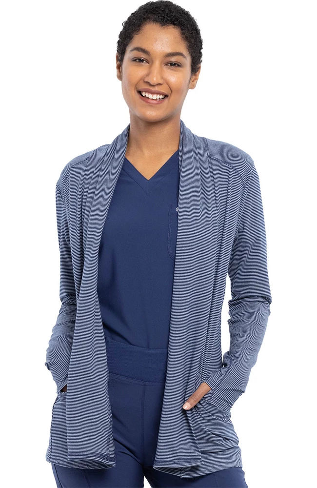 Cherokee Clearance Women's Open-Front Stripe Print Scrub Jacket