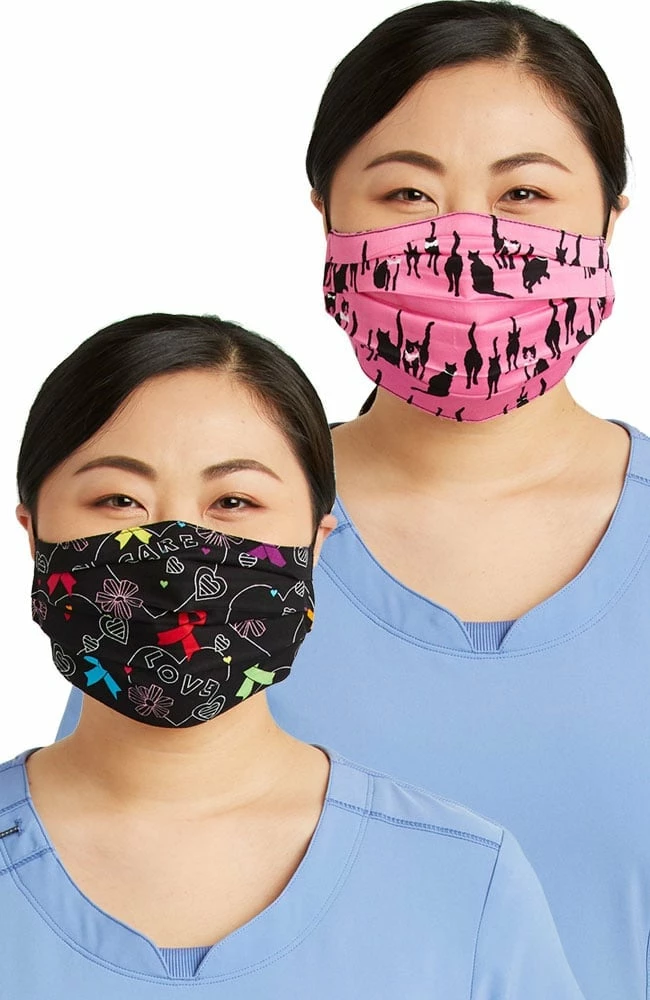 Cherokee Women's Reversible A Hopeful Hearts & Mr. Purr-fect Print Face Mask