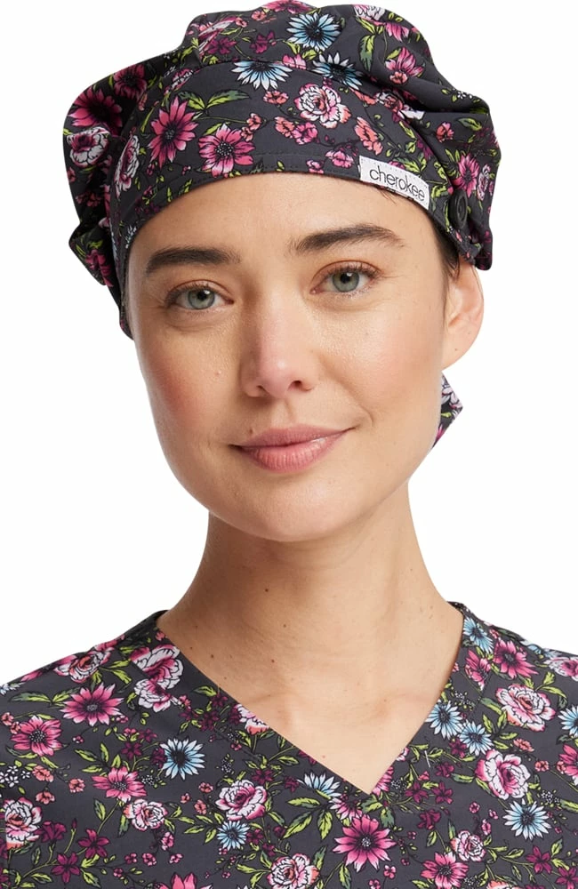 Cherokee Women's Romantic Garden Print Bouffant Scrub Hat
