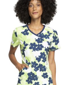 Cherokee Clearance Women's Mock Wrap Tropic Shadow Print Scrub Top