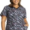 Cherokee Clearance Women's Mock Wrap Wild For Tie Dye Print Scrub Top -Silverts-shop 1 ck ck608 printclearancewft 650