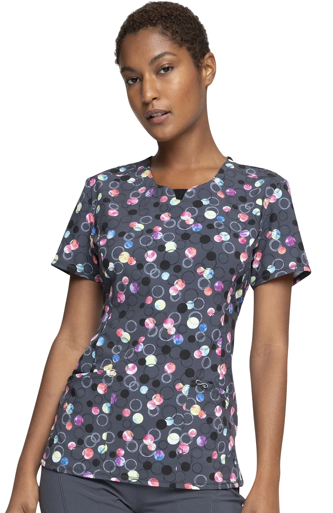 Cherokee Clearance Women's Dot's Brilliant Print Scrub Top
