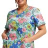 Cherokee Women's Mock Wrap Retro Buds Print Scrub Top 2 Cherokee Women's Mock Wrap Retro Buds Print Scrub Top -Silverts-shop 1 ck ck614 printrtb 650