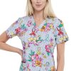 Cherokee Clearance Women's Friendly Flowers Print Scrub Top -Silverts-shop 1 ck ck616 printclearanceffo 650