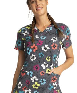 Cherokee Clearance Women's Glow Floral It Print Scrub Top