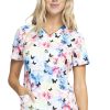 Cherokee Clearance Women's Rainbow Flight Print Scrub Top -Silverts-shop 1 ck ck634 printclearancerwf 650
