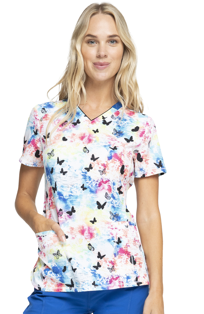 Clearance Women's Rainbow Flight Print Scrub Top Cherokee Clearance Women's Rainbow Flight Print Scrub Top -Silverts-shop 1 ck ck634 printclearancerwf 650