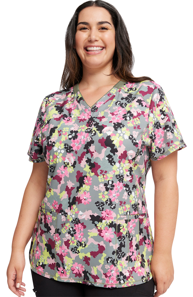 Women's Floral Camotion Print Scrub Top Cherokee Women's Floral Camotion Print Scrub Top -Silverts-shop 1 ck ck634 printflc 650